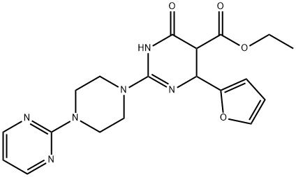 ethyl 6-(2-furyl)-4-oxo-2-[4-(2-pyrimidinyl)-1-piperazinyl]-1,4,5,6-tetrahydro-5-pyrimidinecarboxylate 结构式