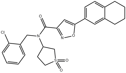 N-(2-chlorobenzyl)-N-(1,1-dioxidotetrahydro-3-thienyl)-5-(5,6,7,8-tetrahydro-2-naphthalenyl)-3-isoxazolecarboxamide 结构式