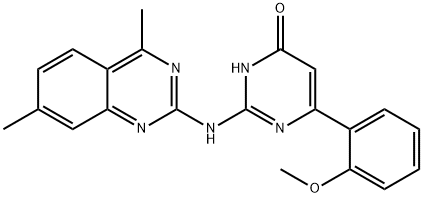 2-[(4,7-dimethyl-2-quinazolinyl)amino]-6-(2-methoxyphenyl)-4(3H)-pyrimidinone 结构式