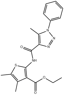 ethyl 4,5-dimethyl-2-{[(5-methyl-1-phenyl-1H-1,2,3-triazol-4-yl)carbonyl]amino}thiophene-3-carboxylate 结构式