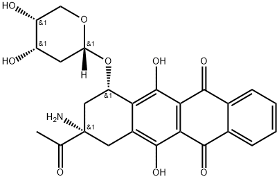 (7S-cis)-9-Acetyl-9-amino-7-[(2-deoxy-alpha-D-erythro-pentopyranosyl)oxy]-7,8,9,10-tetrahydro-6,11-dihydroxy-5,12-naphthacenedione Struktur