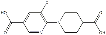 3-Pyridinecarboxylic acid, 6-(4-carboxy-1-piperidinyl)-5-chloro- Structure