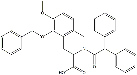(+)-2-(diphenylacetyl)-1,2,3,4-tetrahydro-6-methoxy-5-(phenylmethoxy)-3-isoquinoline-carboxylic acid Structure