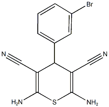 2,6-ジアミノ-4-(3-ブロモフェニル)-4H-チオピラン-3,5-ジカルボニトリル 化学構造式