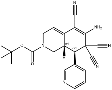 tert-butyl 6-amino-5,7,7-tricyano-8-(3-pyridinyl)-3,7,8,8a-tetrahydro-2(1H)-isoquinolinecarboxylate Structure