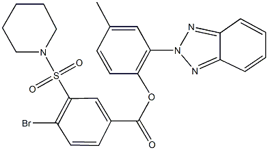 2-(2H-1,2,3-benzotriazol-2-yl)-4-methylphenyl 4-bromo-3-(1-piperidinylsulfonyl)benzoate Structure