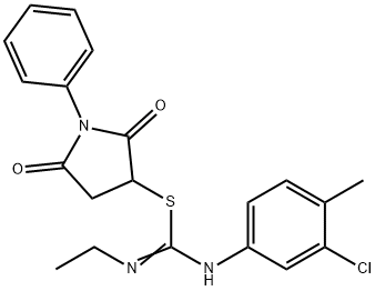 2,5-dioxo-1-phenyl-3-pyrrolidinyl N'-(3-chloro-4-methylphenyl)-N-ethylimidothiocarbamate Structure