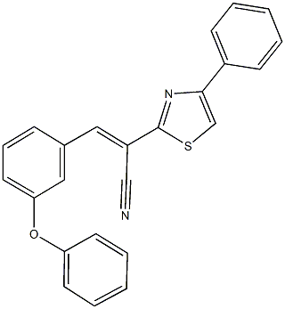 3-(3-phenoxyphenyl)-2-(4-phenyl-1,3-thiazol-2-yl)acrylonitrile Structure