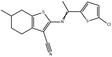 2-{[1-(5-chloro-2-thienyl)ethylidene]amino}-6-methyl-4,5,6,7-tetrahydro-1-benzothiophene-3-carbonitrile 结构式