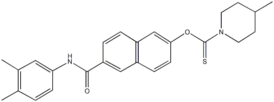 O-{6-[(3,4-dimethylanilino)carbonyl]-2-naphthyl} 4-methyl-1-piperidinecarbothioate Structure