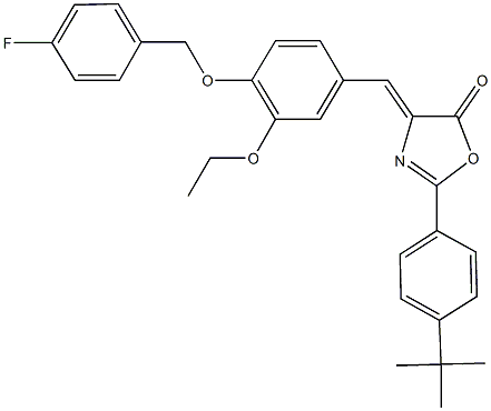2-(4-tert-butylphenyl)-4-{3-ethoxy-4-[(4-fluorobenzyl)oxy]benzylidene}-1,3-oxazol-5(4H)-one Structure
