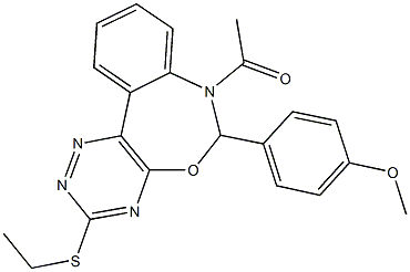 4-[7-acetyl-3-(ethylsulfanyl)-6,7-dihydro[1,2,4]triazino[5,6-d][3,1]benzoxazepin-6-yl]phenyl methyl ether 结构式