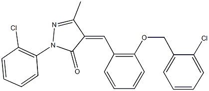 4-{2-[(2-chlorobenzyl)oxy]benzylidene}-2-(2-chlorophenyl)-5-methyl-2,4-dihydro-3H-pyrazol-3-one 结构式