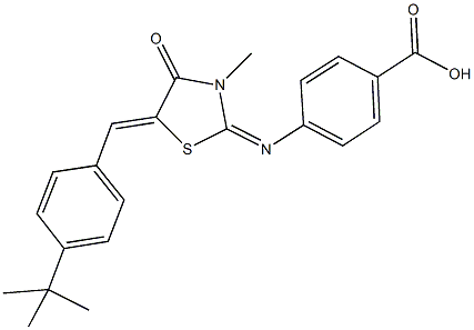 4-{[5-(4-tert-butylbenzylidene)-3-methyl-4-oxo-1,3-thiazolidin-2-ylidene]amino}benzoic acid Structure