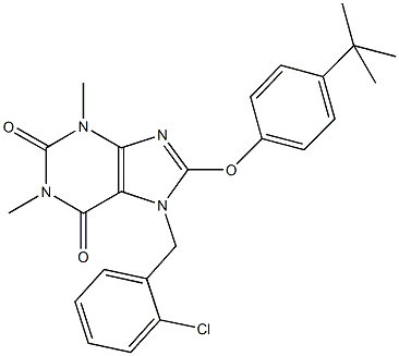 8-(4-tert-butylphenoxy)-7-(2-chlorobenzyl)-1,3-dimethyl-3,7-dihydro-1H-purine-2,6-dione Struktur
