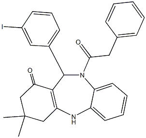 11-(3-iodophenyl)-3,3-dimethyl-10-(phenylacetyl)-2,3,4,5,10,11-hexahydro-1H-dibenzo[b,e][1,4]diazepin-1-one Structure