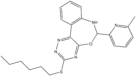 hexyl6-(6-methyl-2-pyridinyl)-6,7-dihydro[1,2,4]triazino[5,6-d][3,1]benzoxazepin-3-ylsulfide Structure
