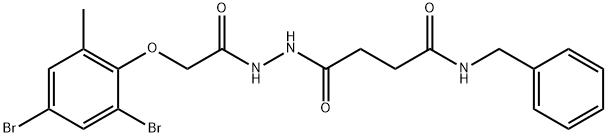 N-benzyl-4-{2-[(2,4-dibromo-6-methylphenoxy)acetyl]hydrazino}-4-oxobutanamide Structure