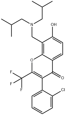 3-(2-chlorophenyl)-8-[(diisobutylamino)methyl]-7-hydroxy-2-(trifluoromethyl)-4H-chromen-4-one Structure