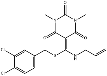5-{(allylamino)[(3,4-dichlorobenzyl)sulfanyl]methylene}-1,3-dimethyl-2,4,6(1H,3H,5H)-pyrimidinetrione Structure