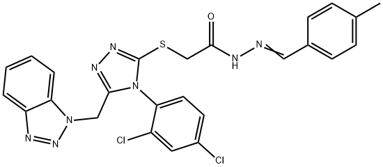 2-{[5-(1H-1,2,3-benzotriazol-1-ylmethyl)-4-(2,4-dichlorophenyl)-4H-1,2,4-triazol-3-yl]sulfanyl}-N'-(4-methylbenzylidene)acetohydrazide Structure
