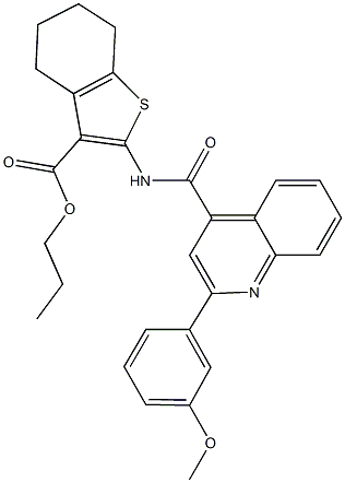 propyl 2-({[2-(3-methoxyphenyl)-4-quinolinyl]carbonyl}amino)-4,5,6,7-tetrahydro-1-benzothiophene-3-carboxylate Structure