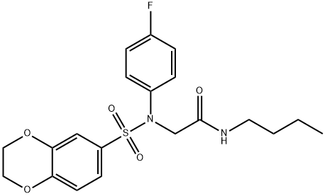N-butyl-2-[(2,3-dihydro-1,4-benzodioxin-6-ylsulfonyl)-4-fluoroanilino]acetamide Structure