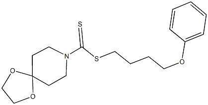 4-phenoxybutyl 1,4-dioxa-8-azaspiro[4.5]decane-8-carbodithioate Structure