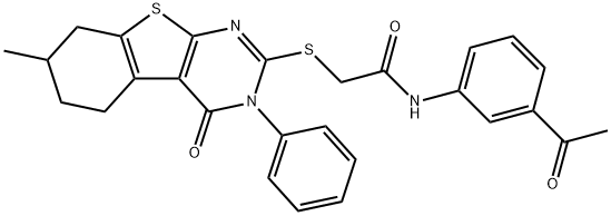 N-(3-acetylphenyl)-2-[(7-methyl-4-oxo-3-phenyl-3,4,5,6,7,8-hexahydro[1]benzothieno[2,3-d]pyrimidin-2-yl)sulfanyl]acetamide|