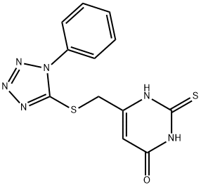 2-mercapto-6-{[(1-phenyl-1H-tetraazol-5-yl)thio]methyl}-4-pyrimidinol Struktur