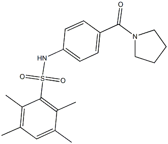 2,3,5,6-tetramethyl-N-[4-(1-pyrrolidinylcarbonyl)phenyl]benzenesulfonamide Structure