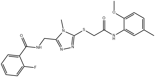 2-fluoro-N-[(5-{[2-(2-methoxy-5-methylanilino)-2-oxoethyl]sulfanyl}-4-methyl-4H-1,2,4-triazol-3-yl)methyl]benzamide Structure