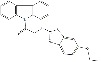 2-{[2-(9H-carbazol-9-yl)-2-oxoethyl]sulfanyl}-1,3-benzothiazol-6-yl ethyl ether Structure