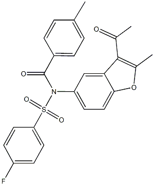 N-(3-acetyl-2-methyl-1-benzofuran-5-yl)-4-fluoro-N-(4-methylbenzoyl)benzenesulfonamide Structure