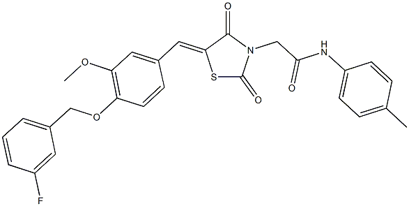 2-(5-{4-[(3-fluorobenzyl)oxy]-3-methoxybenzylidene}-2,4-dioxo-1,3-thiazolidin-3-yl)-N-(4-methylphenyl)acetamide