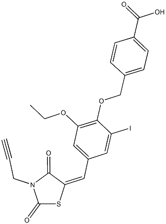 4-[(4-{[2,4-dioxo-3-(2-propynyl)-1,3-thiazolidin-5-ylidene]methyl}-2-ethoxy-6-iodophenoxy)methyl]benzoic acid