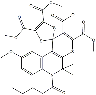 tetramethyl 9'-methoxy-5',5'-dimethyl-6'-pentanoyl-5',6'-dihydrospiro(1,3-dithiole-2,1'-[1'H]-thiopyrano[2,3-c]quinoline)-2',3',4,5-tetracarboxylate