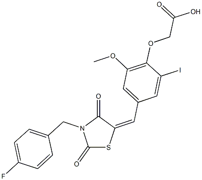(4-{[3-(4-fluorobenzyl)-2,4-dioxo-1,3-thiazolidin-5-ylidene]methyl}-2-iodo-6-methoxyphenoxy)acetic acid