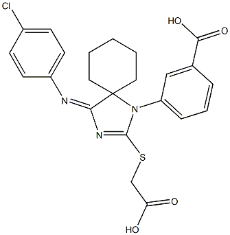 3-{2-[(carboxymethyl)sulfanyl]-4-[(4-chlorophenyl)imino]-1,3-diazaspiro[4.5]dec-2-en-1-yl}benzoic acid