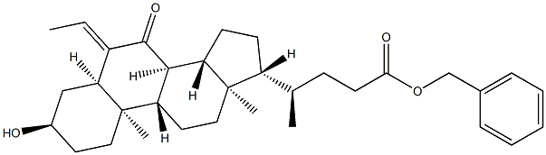 Cholan-24-oic acid,6-ethylidene-3-hydroxy-7-oxo-,phenylmethyl ester, (3α,5β)- Structure