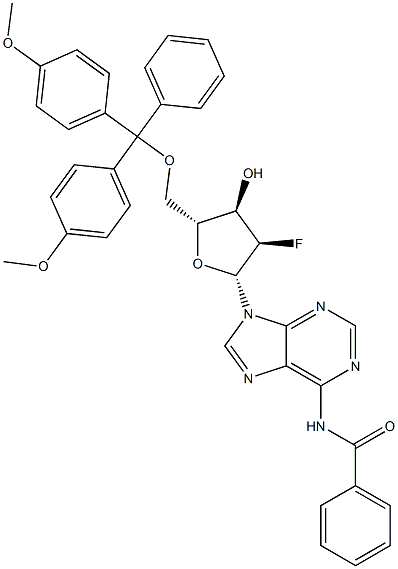 Adenosine, N-benzoyl-5'-O-[bis(4-Methoxyphenyl)phenylMethyl]-2'-deoxy-2'-fluoro- Structure