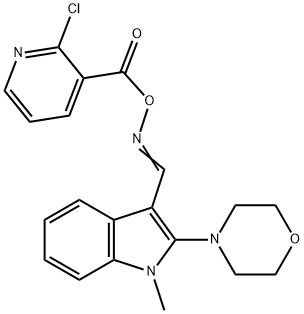 (E)-{[1-methyl-2-(morpholin-4-yl)-1H-indol-3-yl]methylidene}amino 2-chloropyridine-3-carboxylate Structure
