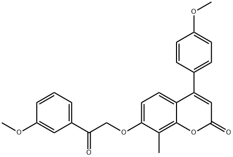 4-(4-methoxyphenyl)-7-[2-(3-methoxyphenyl)-2-oxoethoxy]-8-methylchromen-2-one Structure
