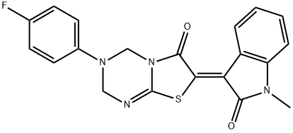 (7Z)-3-(4-fluorophenyl)-7-(1-methyl-2-oxoindol-3-ylidene)-2,4-dihydro-[1,3]thiazolo[3,2-a][1,3,5]triazin-6-one Structure