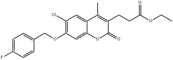 ethyl 3-[6-chloro-7-[(4-fluorophenyl)methoxy]-4-methyl-2-oxochromen-3-yl]propanoate Structure