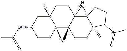 3β-(アセチルオキシ)-14β-ヒドロキシ-5β-プレグナン-20-オン 化学構造式