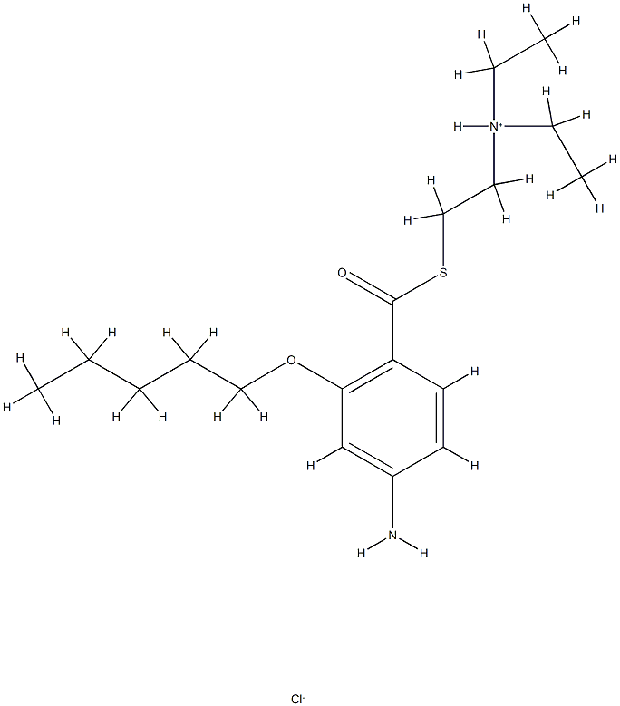BENZOIC ACID, 4-AMINO-2-PENTYLOXYTHIO-, S-(2-(DIETHYLAMINO)ETHYL) ESTE R, MONOHYD 结构式