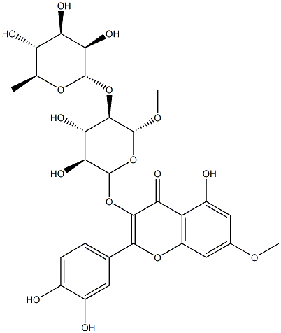 4H-1-Benzopyran-4-one, 3-((2-O-(6-deoxy-alpha-L-mannopyranosyl)-beta-D -glucopyranosyl)oxy)-2-(3,4-dihydroxyphenyl)-5-hydroxy-7-methoxy-|