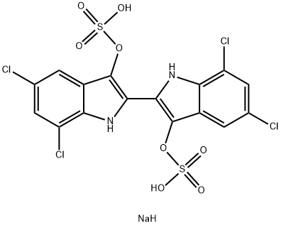 5,5',7,7'-Tetrachloro-2,2'-bi[1H-indole]-3,3'-diol bis(sulfuric acid sodium) salt 结构式