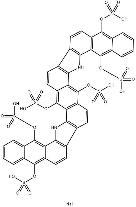 hexasodium 6,18-dihydrodinaphtho[2,3-i:2',3'-i']benzo[1,2-a:4,5-a']dicarbazole-5,7,12,17,19,24-hexyl hexasulphate  Struktur